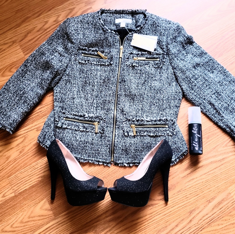 NWT Michael Kors Tweed Zipper Blazer